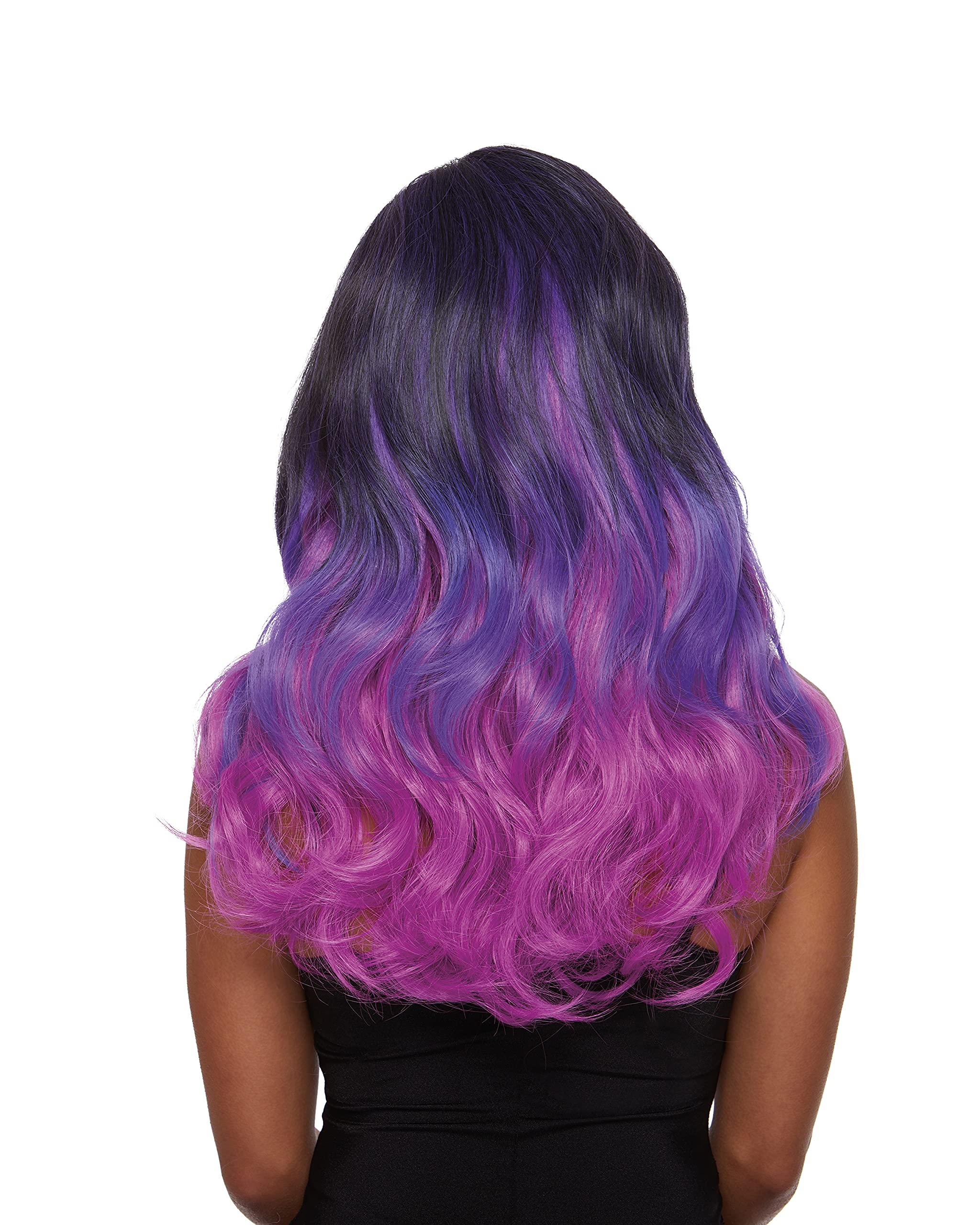 Dreamgirl Purple Ombre Layered Wig With Curls Costume Headpiece Cosplay Accessory Adjustable Elasatic Fit - Image 3